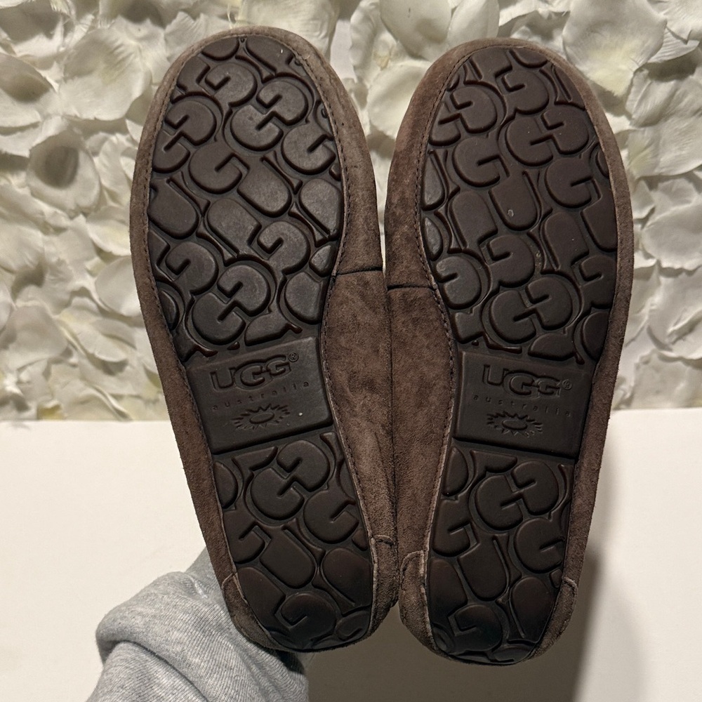 UGG Women's Chocolate Brown Suede Shearling Moccasin Loafers - Picture 4 of 4